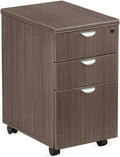 NBF Esquire 16 W Office Files Pedestal Cabinet - 3 Drawer File Cabinet with Lock - Mahogany Laminate Office Filing Cabinets - Modern Mobile File Cabinet Document Storage (22 D x 28 H Gray)