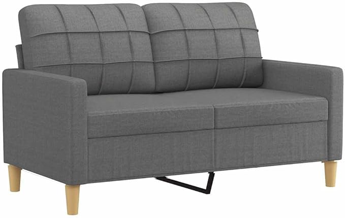 vidaXL Dark Gray 2-Seater Sofa with Polyester Fabric Metal Frame and Comfortable Padding - Compact Design for Modern Home Styles