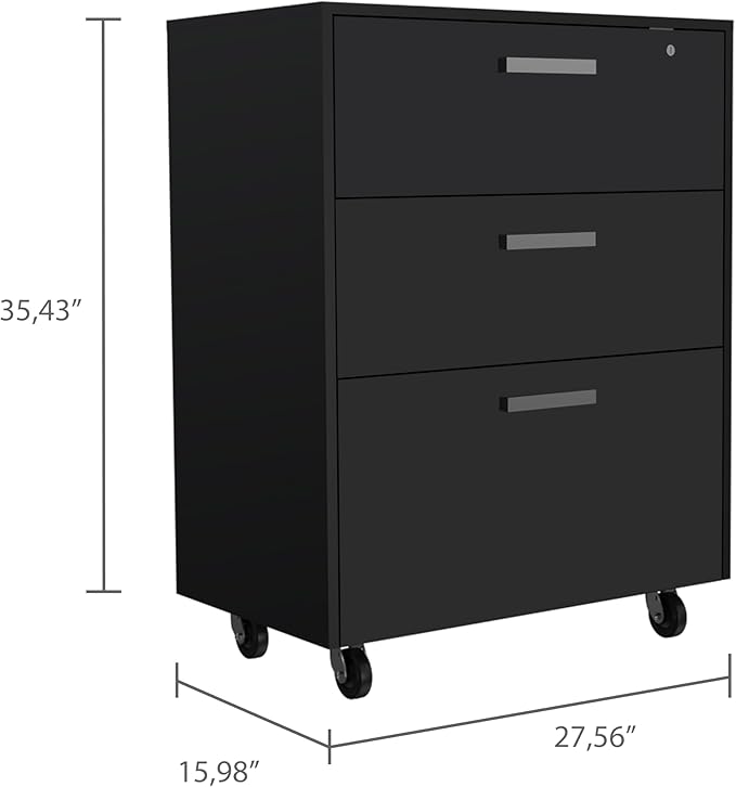 Mobile Filing Cabinet with 3 Spacious Drawers Gray Particle Board Modern Small Storage Cabinet for Home Office Study Room
