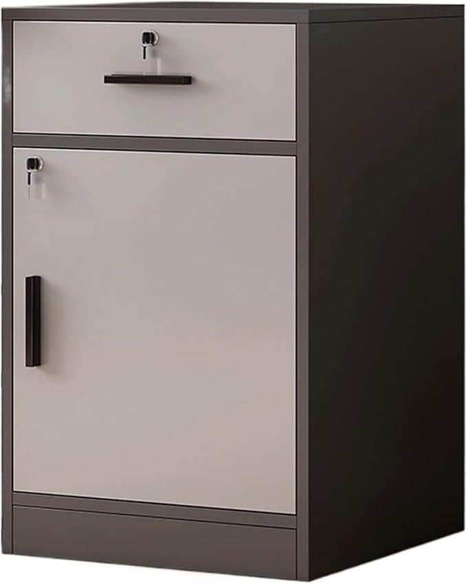 File Cabinet Side Cabinet Floor Storage Cabinet with Lock Low Cabinet Drawer Office Cabinet Data Cabinet Under Desk Storage(Color:A)