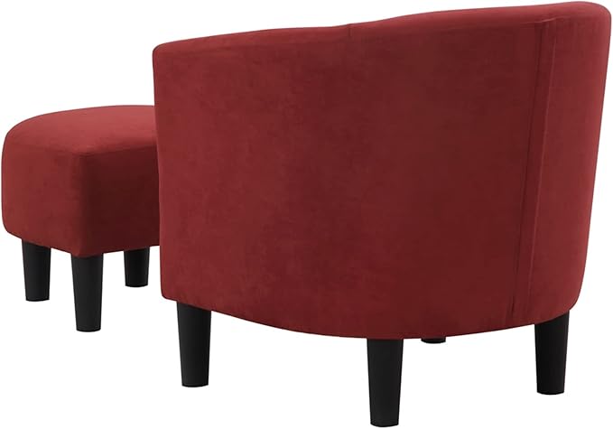 Convenience Concepts Take a Seat Churchill Accent Chair with Ottoman Red Microfiber