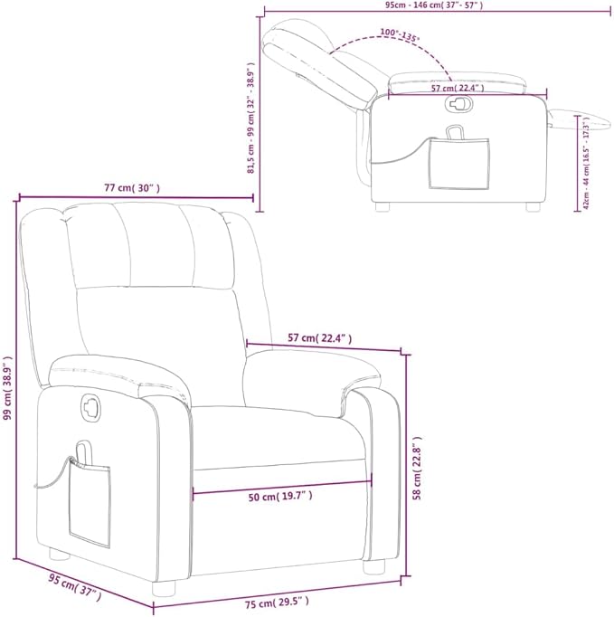 vidaXL Massage Recliner Chair Dark Grey