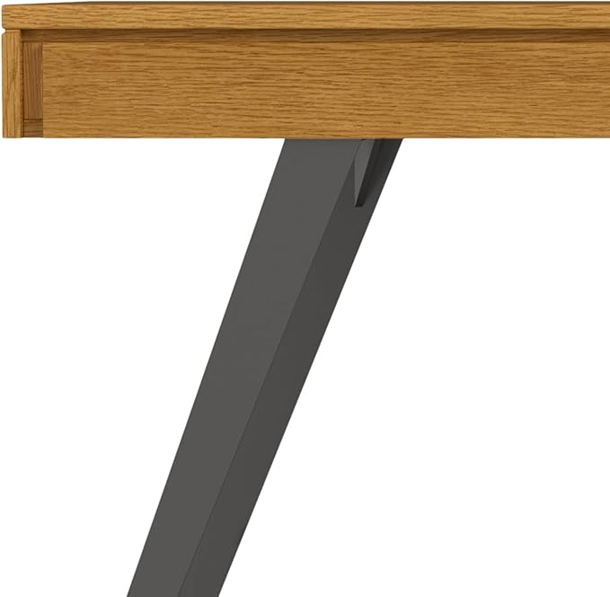 SIMPLIHOME Lowry Desk - 72 Inch Wide Solid Oak Veneer and Metal Writing Desk in Oak Modern Industrial Home Office Computer Table for Workspace with 2 Deep Drawers and Flip-Down Keyboard Tray