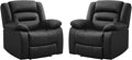 EBELLO Classic Power Recliner Chair Faux Leather Oversized Electric Overstuffed Chair with Thicked Cushion and Back Single Sofa with Comfortable Armchair Black 2Pcs
