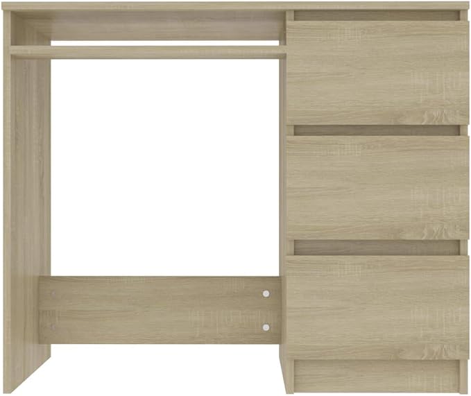 35.4 Computer Desk Computer Workstation with 3 Drawers Study Writing Home Office Desk Modern Chipboard Multipurpose Desk Easy Assemble 35.4x17.7x29.9