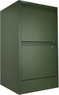 Bisley 2-Drawer Flush Front Vertical File Cabinet - Olive Green 2 Hanging File Drawers Powder-Coated Steel Locking Drawers