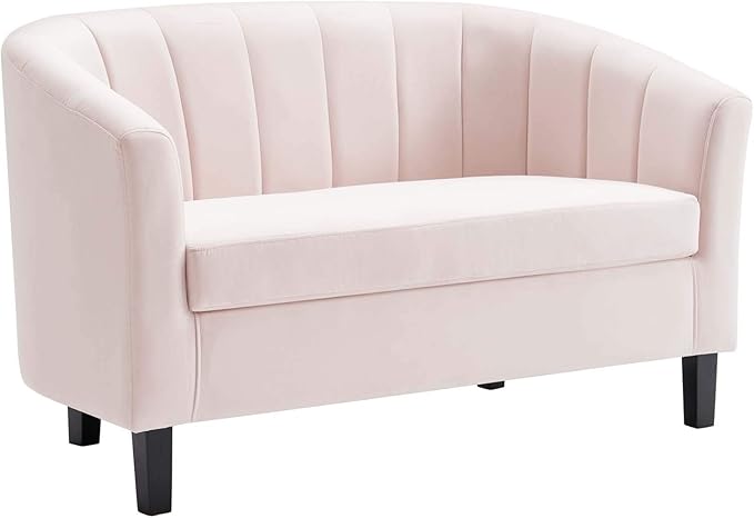 Modway Prospect Channel Tufted Performance Velvet Loveseat Pink