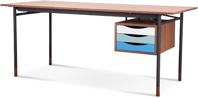 Finn Juhl Nyhavn Desk Blue Variant Solid Wood+MDF Blue Walnut Modern Office Essential