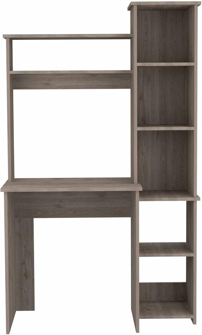 Home Office Desk Writing DeskComputer DeskSix ShelvesGray
