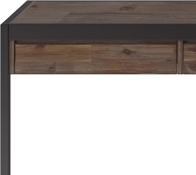SIMPLIHOME Erina Large Desk - 72 Inch Wide Solid Acacia Wood and Metal Writing Desk in Rustic Natural Aged Brown Modern Industrial Home Office Computer Table with Drawers and Flip-Down Keyboard Tray