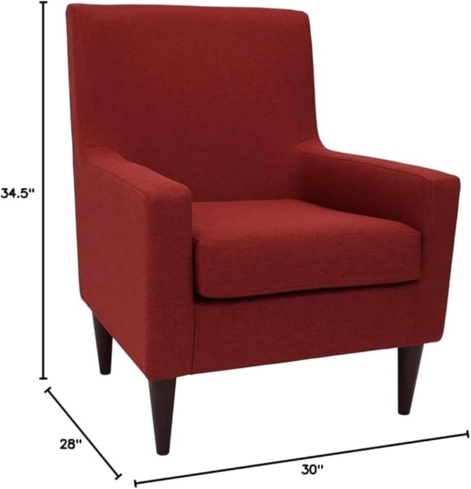 Pemberly Row Traditional Fabric Arm Chair Picante Red Finish 34.5 H x 28 W x 30 D Woven Textured Fabric Padded Seat Durable Construction Classic Accent Chair for Living Room or Bedroom