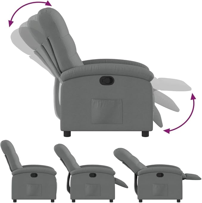 vidaXL Recliner Chair Dark Grey 100% Polyester Fabric Metal Plywood