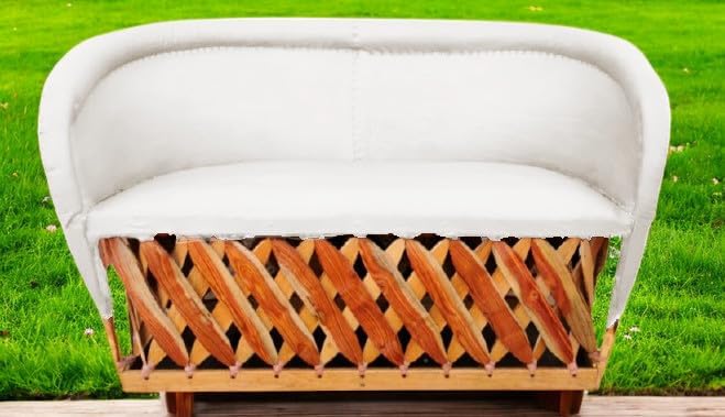Love Seat Equipal Furniture Handmade By Equipales San Jose White Color Mexican Traditional Style Ideal for your home house garden office restaurant hotel bar beach living room bedroom equipal