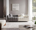 87.4 Modern 3 Seater Sofa Couch for Living Room Mid Century Fluffy Couches with Solid Wood Frame and 6 Legs for Bedroom Apartment Weight Capacity 750 LBS… (Gray &amp White)