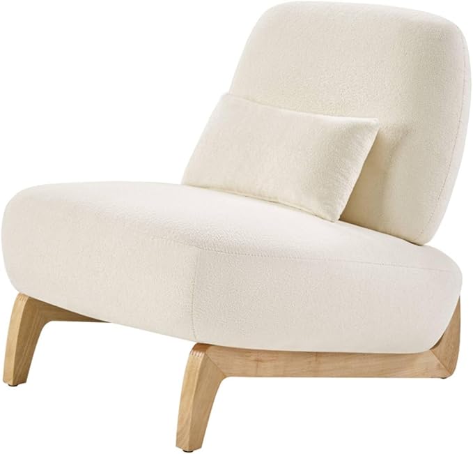 Modern Armless Accent Chair Soft Padded Boucle Fabric Lounge Chair for Living Room Bedroom Home Office – Contemporary Sherpa Accent Chair 32.48 W x 28.93 D x 28.74 H White