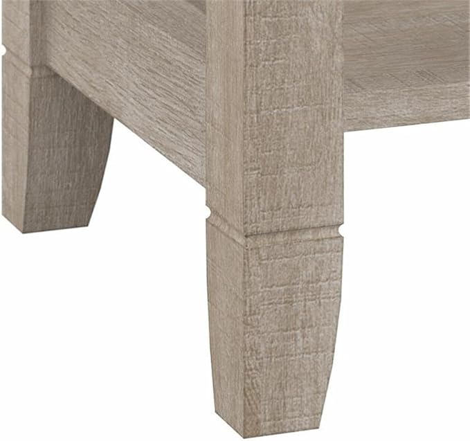 Pemberly Row Small Corner Desk 34 in x 34 in x 30 in Engineered Wood Washed Gray Finish Built-in Wire Management Grommet Casual Coastal Farmhouse Style Home Office Furniture for Compact Areas