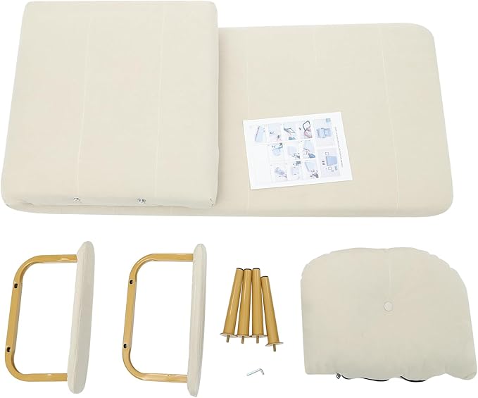 Folding Sofa Bed Convertible Sleeper Chair Single Sleeper Sofa Adjustable Backrest Futon Floor Couch Lounge Sofa for Living Room and Bedroom (White)