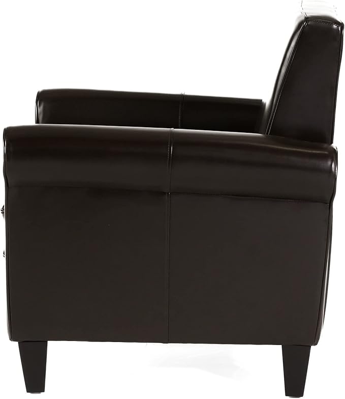 Christopher Knight Home Freemont Leather Club Chair Chocolate Brown