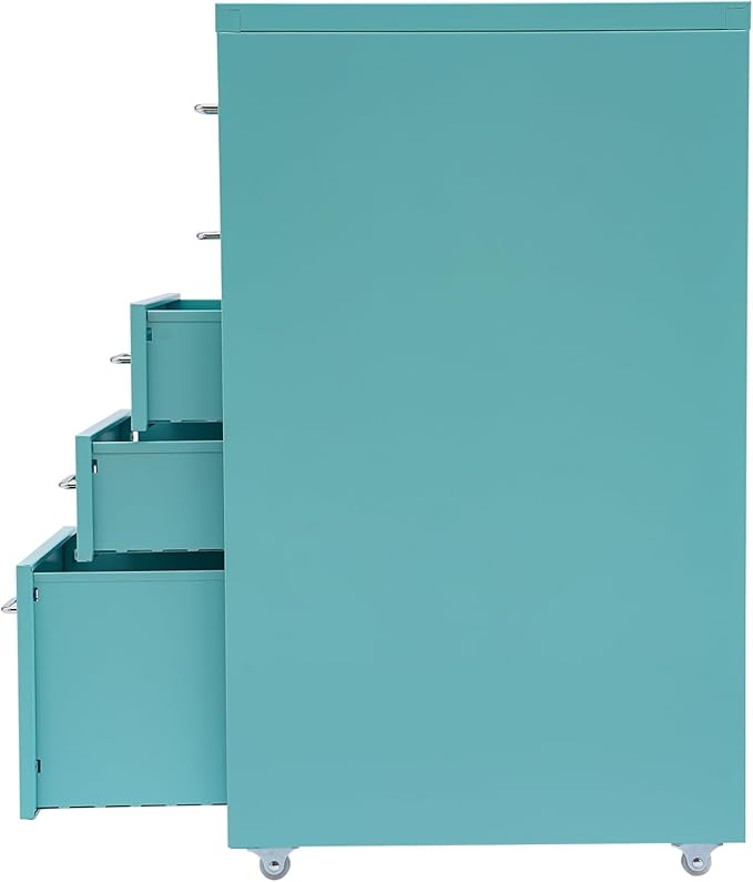 5 Drawer File Storage Cabinet Side Storage Organizer Freestanding Storage Drawer Office Filing Cabinet Stand Rolling Storages Dresser with Wheels11 * 16.1 * 27.1in(Blue)