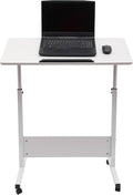 Adjustable Height Standing Desk 180° Adjustable Tilt Angle Portable Mobile Laptop Desk for Sitting and Standing Rolling Computer Stand with 360° Swivel Wheels for Home Offices (White)