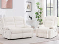 52Inch Power Loveseat ReclinerElectric Reclining Loveseat SofaAdjustable Love seat Recliner Sofa for Living RoomBedroom with Charging Ports(Striped White one seat+loveseat)