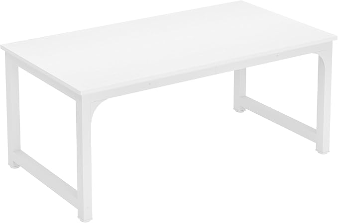 70.8 inch Executive Desk Rustic Office Computer Desk with Thick Metal Frame Vintage Workstation Writing Table Business Furniture for Office Study (White)