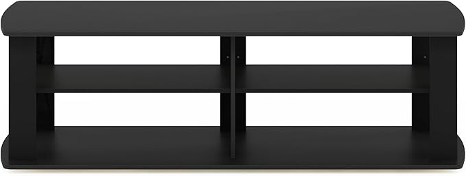 Furinno NELLY TV Stand 3-Tier Entertainment Center with Open Shelves Storage TV Console for TV up to 50 Inch Soft Edges for Living Room Bedroom Black