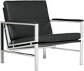 Atlas Modern Accent Chair in Blended Leather Chrome / Black