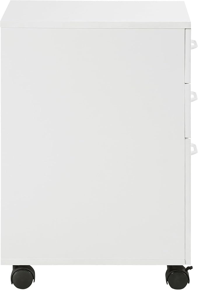 OSP Home Furnishings Prado 3 Drawer Mobile File Cart White Finish