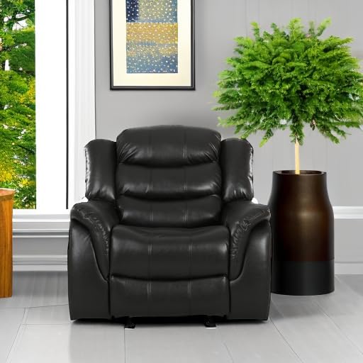 Christopher Knight Home GDFStudio Great Deal Furniture Merit Black Leather Recliner/Glider Chair