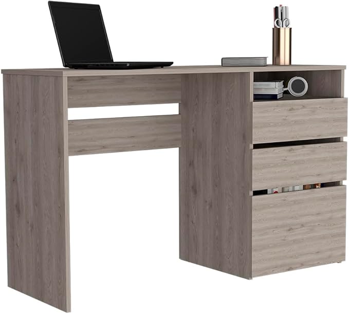 Home Office Computer Desk with 3 Drawers Computer Desk One Shelf Light Gray
