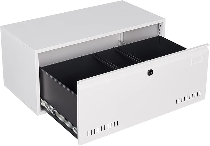 Generic Biometric Fingerprint Lateral File Cabinet Large Drawer Metal Filing Cabinet with Hanging Rod for Letter A4 documents and so on for Home Office Using Assembly Required White