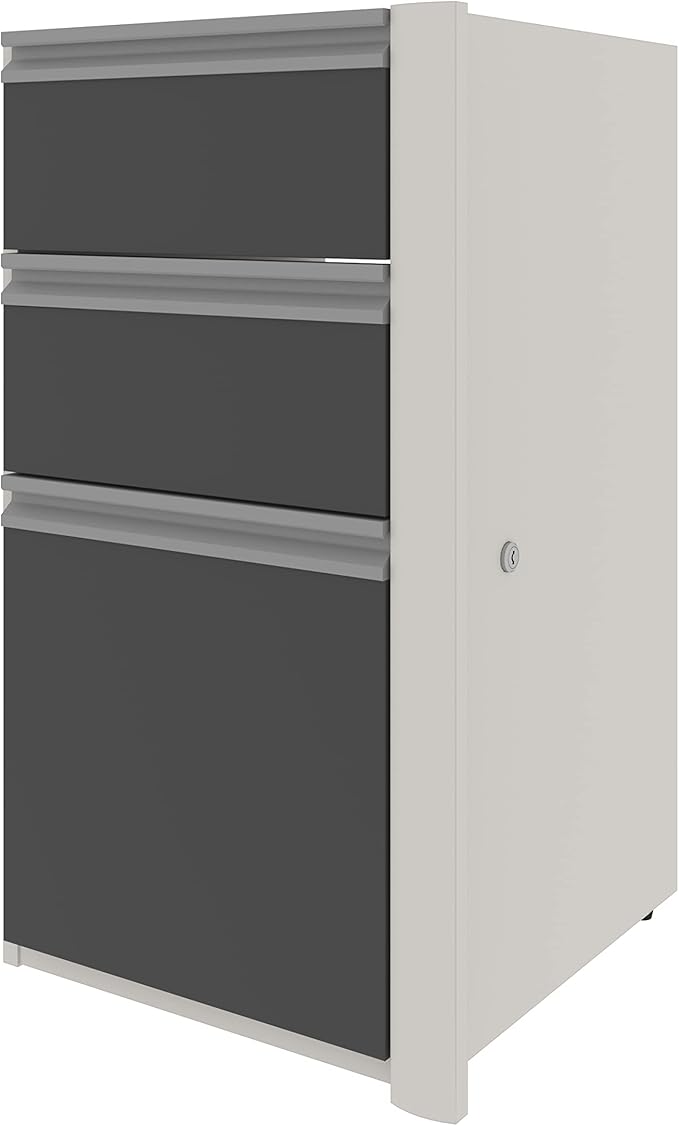 Bestar Connexion 16W Add-On 3 Drawer Pedestal in slate &amp sandstone