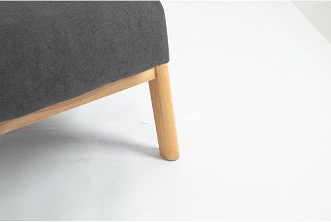 Mid Century Modern Accent Chair with Wood Frame Upholstered Living Room Chairs with Waist Cushion Reading Armchair for Bedroom Sunroom (Grey + Velvet + Cotton)