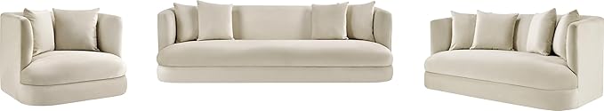 Meridian Furniture 699Cream-C Alder Collection Modern | Contemporary Chair with Ultra Luxe Cream Velvet 460 GSM Velvet Solid Wood Frame 38 W x 36 D x 30 H Cream