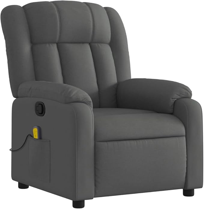 vidaXL Dark Grey Massage Recliner Chair with USB Connection &amp Remote Control Adjustable Fabric Vibration for Living Room Bedroom Use TV Reclining Armchair Modern Comfort Sofa Lounge