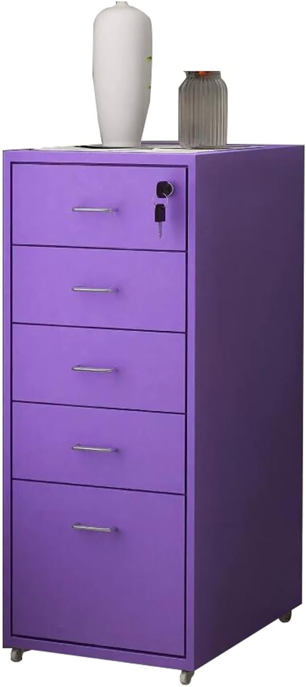 File Cabinet Under Desk Drawer Cabinet Office Locking Storage Cabinet Iron Data File Storage Cabinet (Color : Purple)