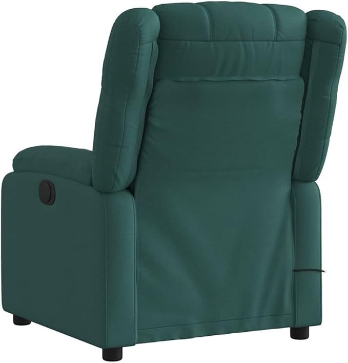 vidaXL Massage Recliner Chair for Living Room Adjustable Recliner with 6-Point Vibration Massage Home Theater Seating with Padded Seat Backrest &amp Side Pocket Dark Green Fabric