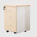 Desktop Storage Box with Drawers - Wooden Nightstand Mobile File Cabinets for A4 Size Office Document Cabinet Storage Cabinet 3 Drawers and 5 Wheels(Size:C)