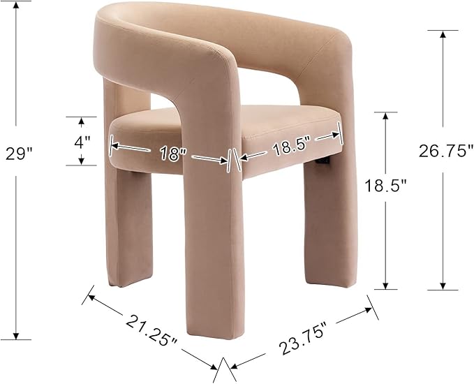 Wahson Modern Dining Chair Set of 2 Velvet Upholstered Barrel Kitchen Chair Round Dining Chairs with Wooden Legs Assembled Accent Armchairs for Dining Room/Living Room/Bedroom/Side Khaki