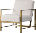 Pemberly Row 33 Fabric Arm Chair Flax Beige/Brushed Gold Finish Steel Frame Upholstered Modern Lounge Chair for Living Room or Accent Seating 27 W x 31.5 D 330 lbs Capacity