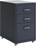 Rolling File Cabinet Metal File Cabinet Cabinet with Wheels 3/5 /6/8 Drawers Vertical Filing Cabinet for Home/Office (Color : Dark Gray Size : 3 Drawer)