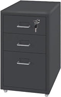 File Cabinet with 3 Drawer Metal Mobile File Cabinet with Lock and Casters Under Desk Metal Locker Cabinet for /A4 File (Color : Black Size : 11.02 L x 16.1 W x 19.3 H)