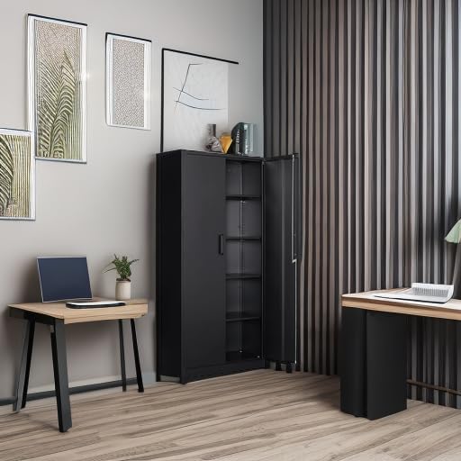 SISESOL Wide &amp Deep Metal Storage Cabinet with 2 Doors and 6 Shelves72x36x18 Garage Storage CabinetTall Black Locking Metal Cabinets with LockSteel Locked Cabinets for HomeOfficeGarageSchool