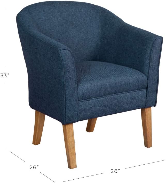 HomePop Barrel Shaped Accent ChairArm Rest WOOD AND POLYESTERBlue Medium