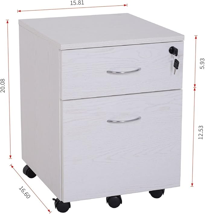 GLigeT Filing Cabinet 2-Drawer Filing Cabinet Office Drawers w/Keys Compact Slim Portable File Cabinet Pre-Built Office Storage Cabinet for A4/Letter File Storage Cabinets