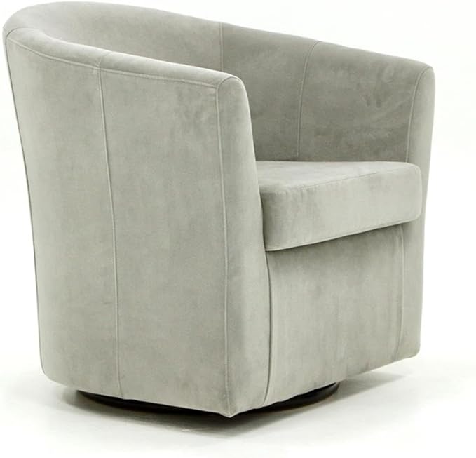 Pemberly Row Traditional Fabric Swivel Club Chair Dove Gray Finish 30H x 30.5W x 27D Flared Arms Padded Seat 360-Degree Swivel Base Comfortable Accent Chair for Living Room or Reading Nook