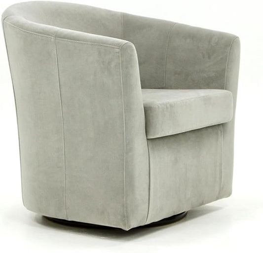Pemberly Row Traditional Fabric Swivel Club Chair Dove Gray Finish 30H x 30.5W x 27D Flared Arms Padded Seat 360-Degree Swivel Base Comfortable Accent Chair for Living Room or Reading Nook