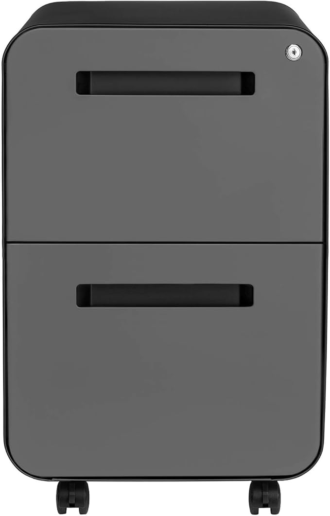 Laura Davidson Furniture Stockpile 2-Drawer Modern Mobile File Cabinet Commercial-Grade (Black/Grey)