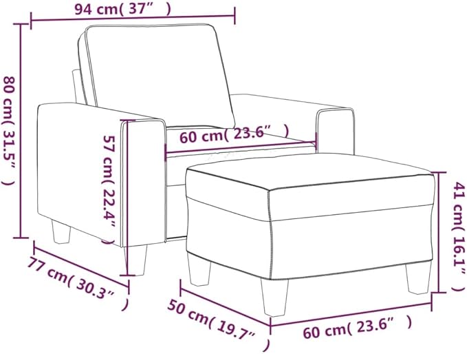 Sofa Chair with Footstool Dark Grey - Living Room Sleeper Sofa Bed - Modern Couch for Room Apartment Office - Convertible Furniture